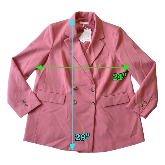 Mango NWT Greta Pink Peach Double Breasted Blazer Career Professional Vibrant - Picture 3 of 10